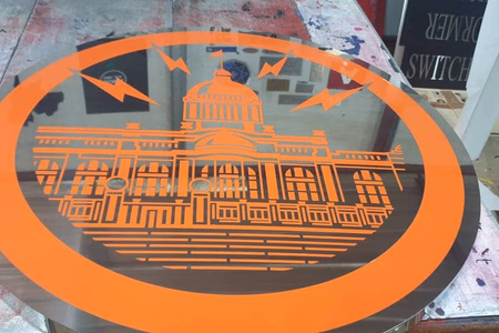 ผลงานป้ายสแตนเลสกัดกรด